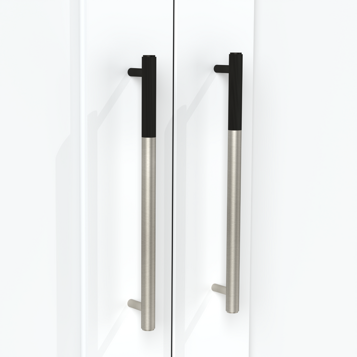 Silver Brass Linear Cabinet Handle with Tip in Black – installed view
