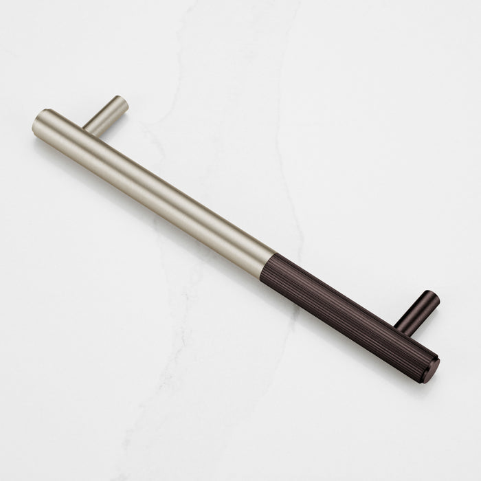 Silver Brass Linear Cabinet Handle with Tip in Bronze – product view 2
