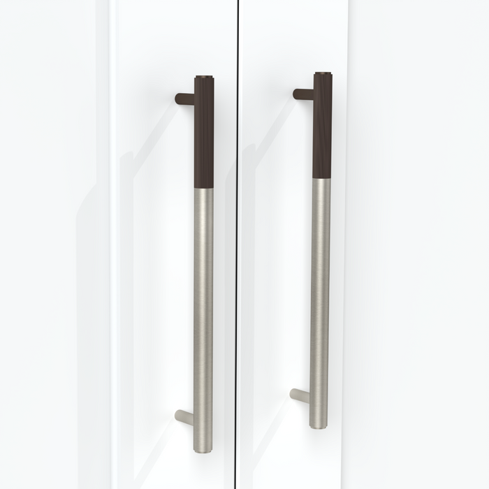 Silver Brass Linear Cabinet Handle with Tip in Bronze – installed view