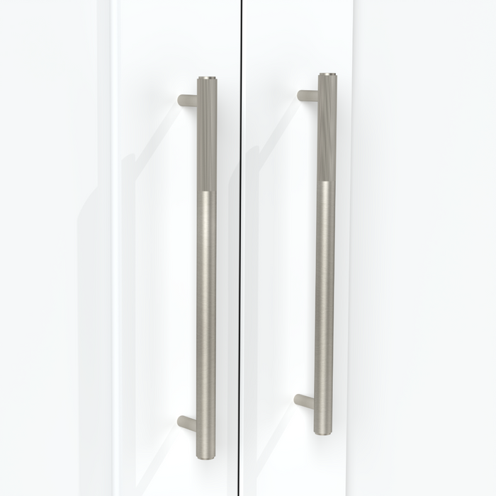 Silver Brass Linear Cabinet Handle with Tip in Silver – installed view