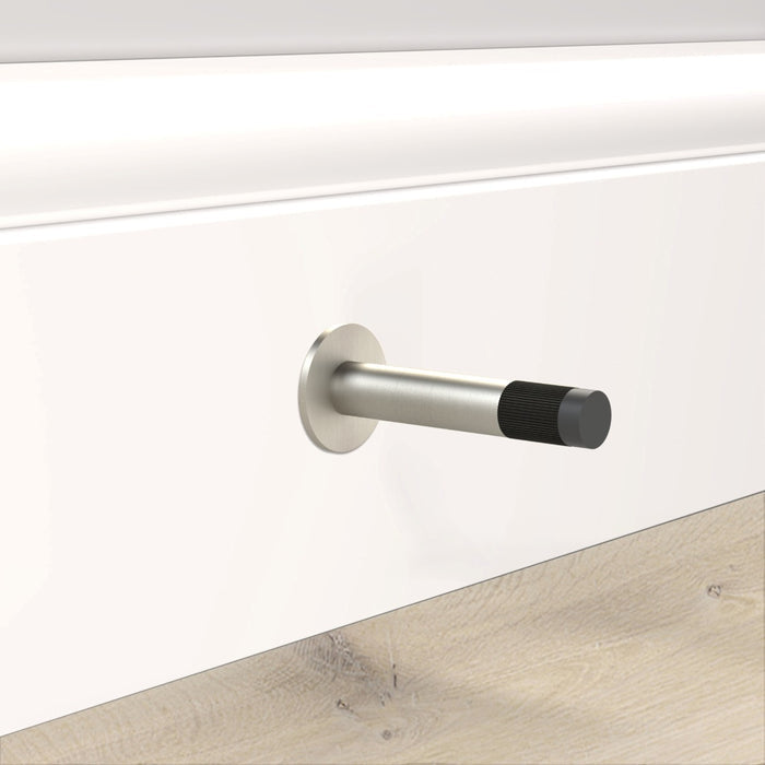 Silver Linear Wall Mounted Door Stop in Black – installed view