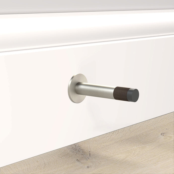Silver Linear Wall Mounted Door Stop in Bronze – installed view