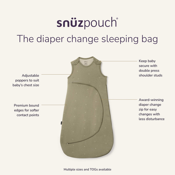 Snuz US Sleeping Bag SnuzPouch 0-6 months, 2.5 Tog Sleeping Bag - Sage Cross SnuzPouch 0-6 months, 2.5 Tog Sleeping Bag - Sage Cross