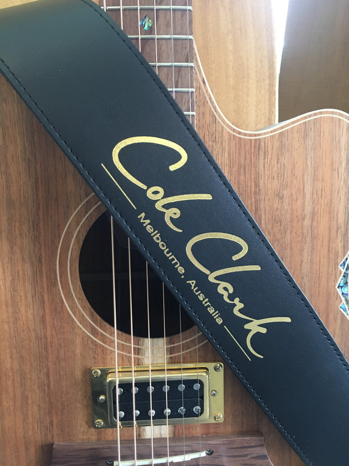 Strap - Leather - Black with Silver or Gold Lettering
