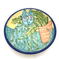 Susan & Peter Stark - Ceramic Serving Bowl - Large (Yellow, Painting of Cat)