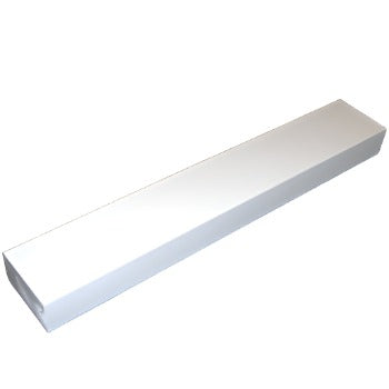solid timber board painted white for inserting into the ground as a take-off board