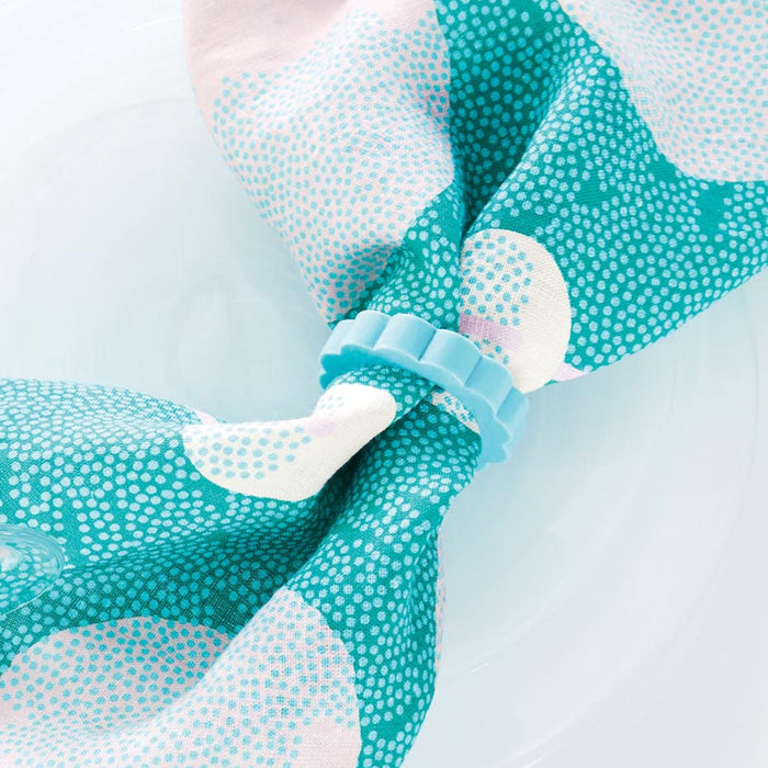 Teal Scallop Napkin Ring Set of 4