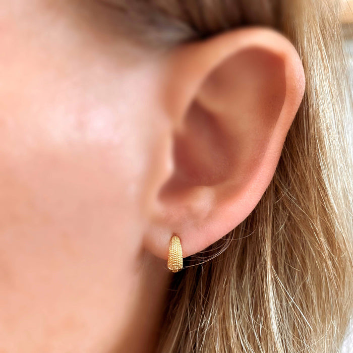 Tiny Textured Clicker Hoop Earrings