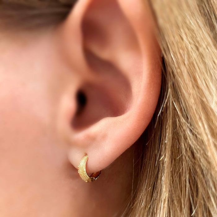Tiny Textured Clicker Hoop Earrings