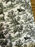 Toile trouser socks with horse-and-rider scene print in dark and cream