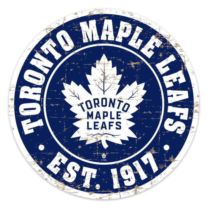 Toronto Maple Leafs Sign - 22" Round Distressed Logo
