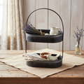 Two-Tiered Corrugated Oval Tray - Clean French Country Style
