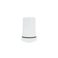 White cylindrical object with black band on a white background