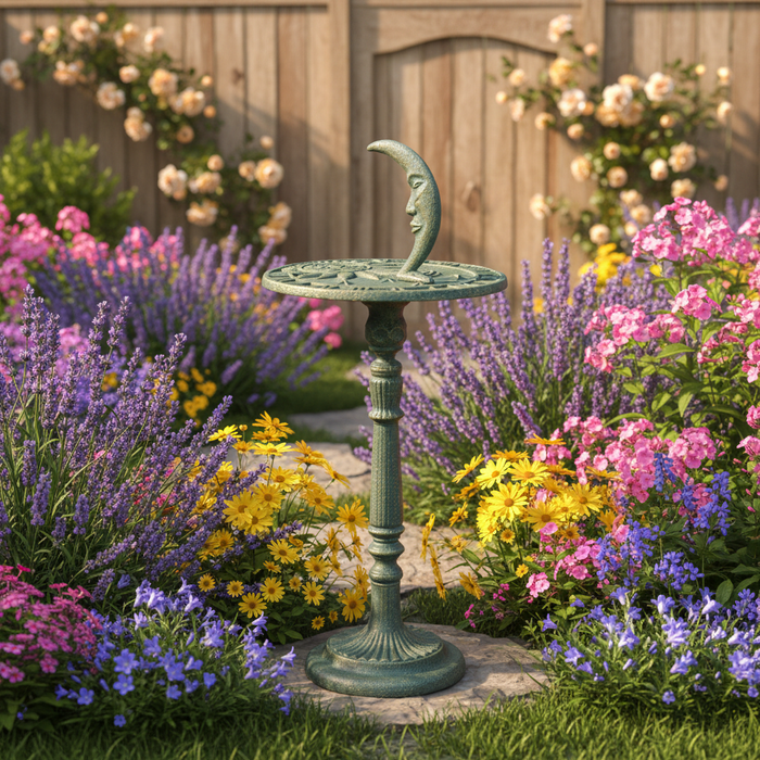 Sunny cottage garden with flowering perennials