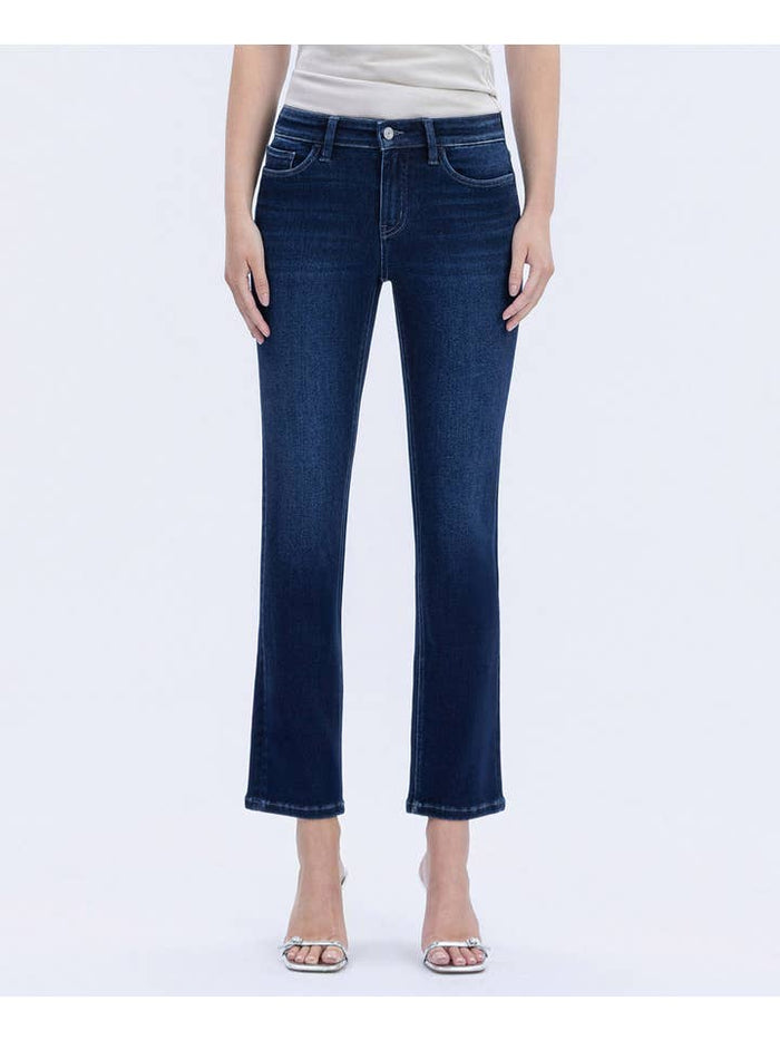 Vervet Mid Rise Dark Wash Ankle Slim Straight Jeans