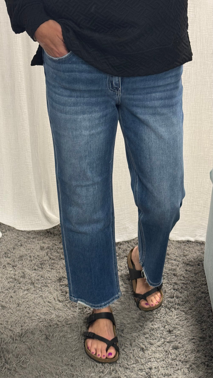 Vervet Mixed Wash High Rise Ankle Straight Jeans - Posh West Boutique