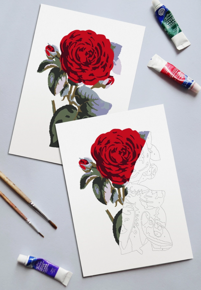 Vintage Rose 11x14 Paint-By-Numbers Kit