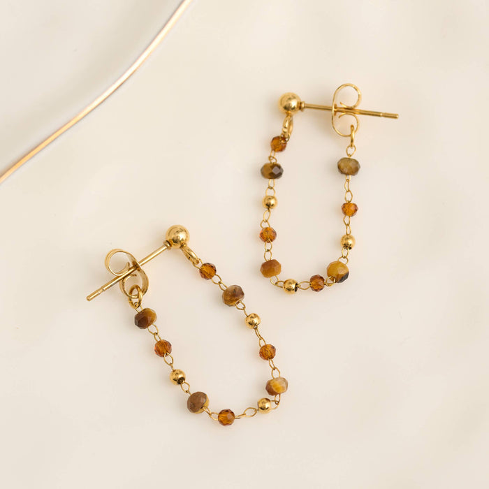 Waterproof Apatite Earrings Gemstone Beaded Drop