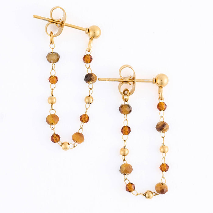 Waterproof Apatite Earrings Gemstone Beaded Drop