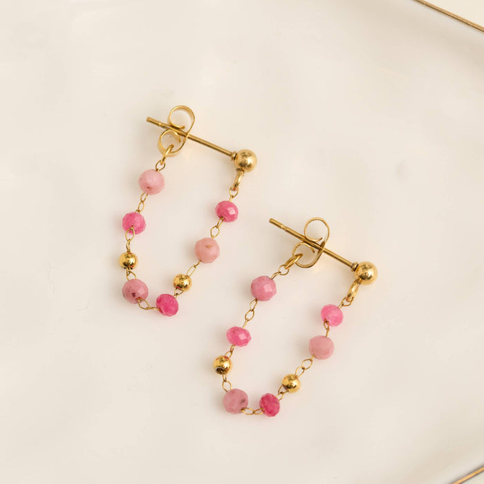 Waterproof Apatite Earrings Gemstone Beaded Drop