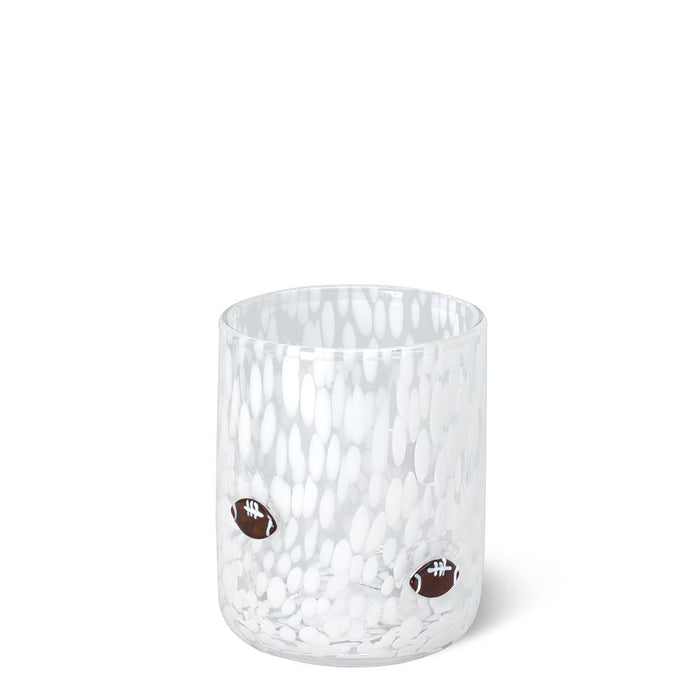 White Football Charm Glass 17oz