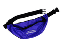 Photo of a royal purple fanny pack with adjustable black straps and plastic clips that reads "Get Naked. Do Witchcraft'"