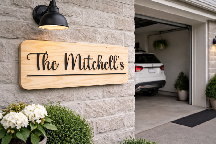 Wooden Personalised Address or Family Sign