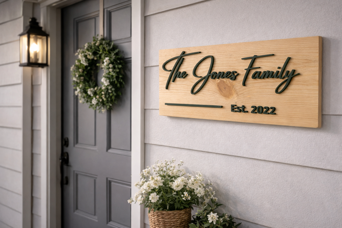 Wooden Personalised Address or Family Sign