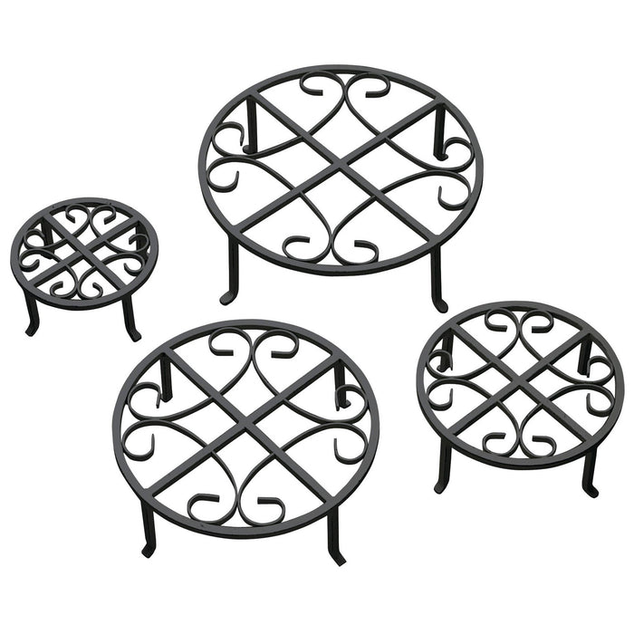 Wrought Iron Plant Stand – Scrollwork Garden Pot Stand with 30 lb Capacity