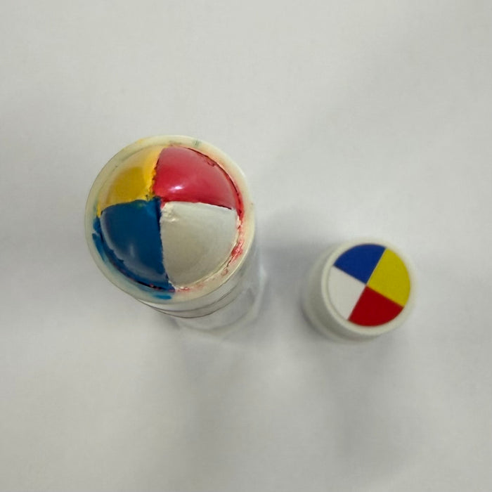Blue, yellow, red & white