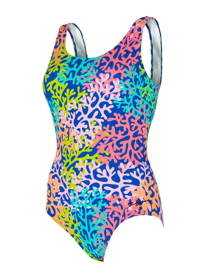 Zoggs Womens Sea Change Silver Lined Scoopback Swimsuit
