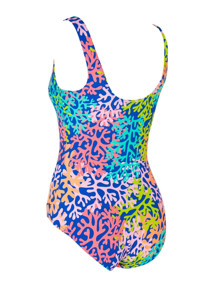 Zoggs Womens Sea Change Silver Lined Scoopback Swimsuit